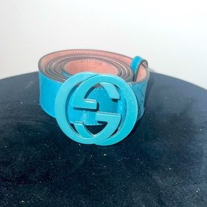 MEN’S GUCCI BELT SIZE 44  COLOR TURQUOISE